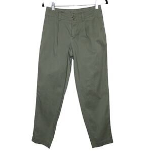 A New Day Ankle Crop Pants Womens 2 Olive Green Stretch Relaxed Fit Trousers
